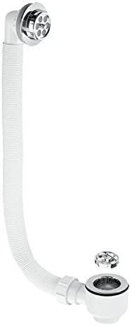 McAlpine FBW2R-C Bath Combined Waste and Overflow with Removable Grid-Chrome Plated Brass, White