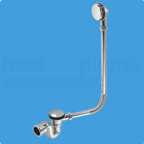 McAlpine Exposed Chrome Plated Solid Brass Bath Waste 1/2 Inch with 50mm Seal with Trap and Flexible Overflow