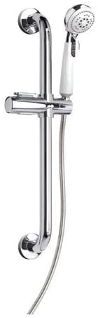 Croydex AP600241 Assistive Showering Kit includes 60 cm Stainless Steel Grab Bar/ Assistive Shower Handset/ Easy Move Slider/ 200 cm Stainless Steel Hose