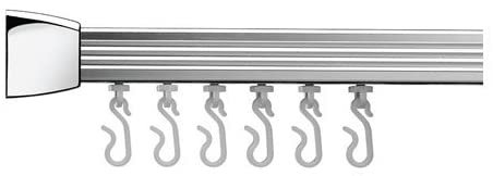 Croydex Slenderline Modular Shower Rail Kit includes L-Shaped/U-Shaped/Straight Ceiling Support/Hooks and Gliders