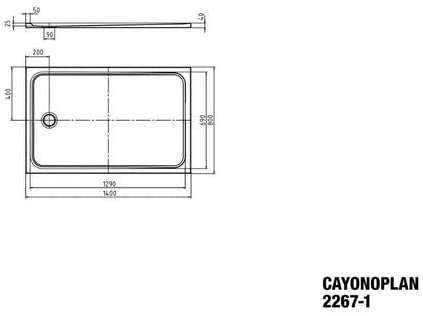 CAYONOPLAN Model 2267-1 Shower Tray Floor Standing 90 x 140 x 2.5 cm White