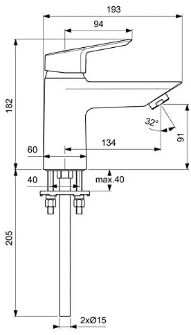 Ideal Standard B1956AA Tesi 1 Tap Hole Bath Filler