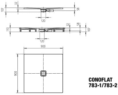 Kaldewei Conoflat 783-2 90x90cm with polystyrene support, colour: White - 465348040001