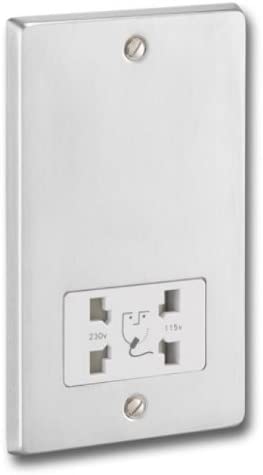 Greenbrook P17SC Chrome Shaver Socket Supply Unit 115/230V AC dual voltage output (Satin Chrome)