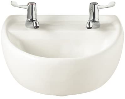 Twyford SA4152WH White Sola 400mm Medical Basin with 2 Tap Holes, Wall