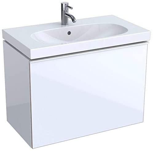 Geberit Acanto Vanity unit Compact 500615, 740x535x416mm, Colour (front/body): glass white/white high gloss lacquered - 500.615.01.2