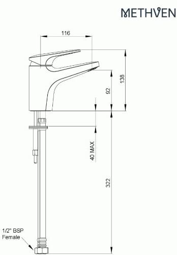 Methven KAHA 113 Kaha Mono Basin Mixer Tap with Swivel Spout Chrome Finish