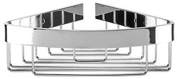 Croydex Aluminium Large Two Tier Corner Basket, Metal, Chrome, 20.5x31x38.5 cm