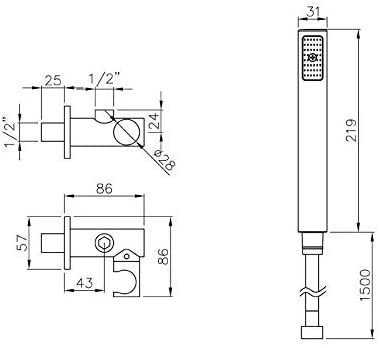 Abode AB2452 Circular Shower Handset with Wall Outlet and Bracket
