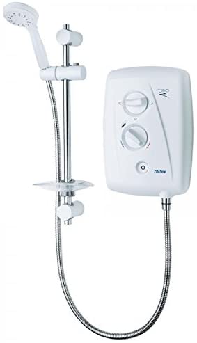 Triton T80Z White & Chrome Fast Fit Electric Shower 8.5kW with 5 Spray Rub Clean Shower Head