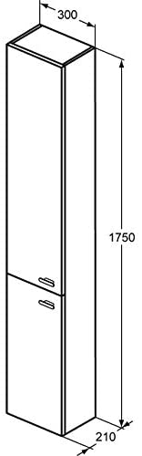 Ideal Standard CONNECT SPACE Tall cabinet, 300mm, 2 doors, E0379, colour: High gloss white lacquered - E0379WG