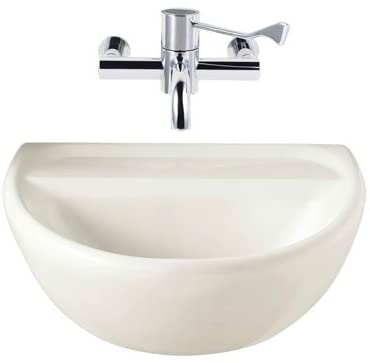 Twyford SA4250WH White Sola 500mm Medical Basin without Tap Hole, Wall