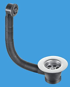McAlpine 1 1/2‰ۡó� x 70mm Flange Sink Combined Waste and Overflow - Black Overflow Grid FSW2PP70