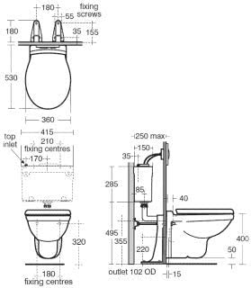 Armitage Shanks S913967 NA Support Bracket and Bolts for Raised Height Wall Mounted WC