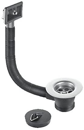 McAlpine FSW2PR-70 FSW2P-70R Sink Combined Waste Rectangular Overflow, Chrome and Black