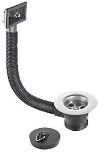 McAlpine FSW2PR-70 FSW2P-70R Sink Combined Waste Rectangular Overflow, Chrome and Black