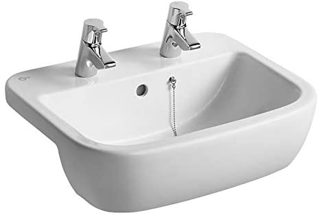 Ideal Standard T059101 Tempo 55cm Semi-countertop Washbasin, 2 Tapholes