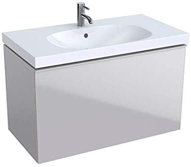 Geberit Acanto Vanity unit Compact 500616, 890x535x416mm, Colour (front/body): glass white/white high gloss lacquered - 500.616.01.2