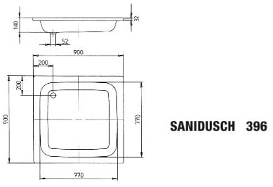 Kaldewei Steel Shower TrayåʉÛÒåÊAdvantage sanidusch 396åÊAntislip 900åÊx 900åÊx 140åÊmm Alpi.