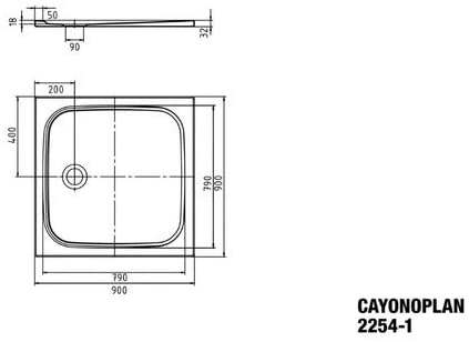 Cayonoplan 2254-1 Shower Tray Floor Standing 90 x 90 x 1.8 cm White
