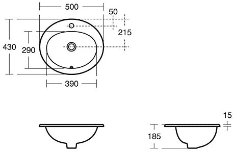 Armitage Shanks E895201 Sandringham 21 500mm 1 Taphole Countertop Washbasin