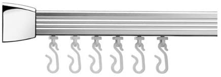 Croydex Professional Profile 800 Straight Shower Rail with Hooks and Gliders, 213.5 cm, Silver
