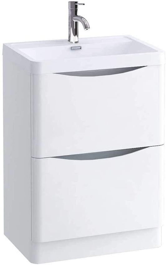 Synergy Kiev 600mm White Gloss Wall Vanity Unit