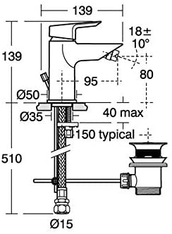 Ideal Standard A6589AA Tesi Single Lever Bidet Mixer with Waste
