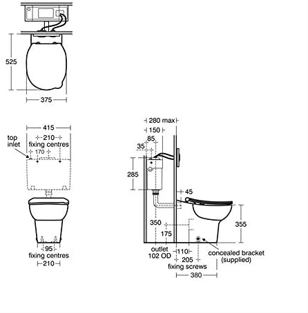 Armitage Shanks S312501 Contour 21 Splash 355cm BTW Rimless WC