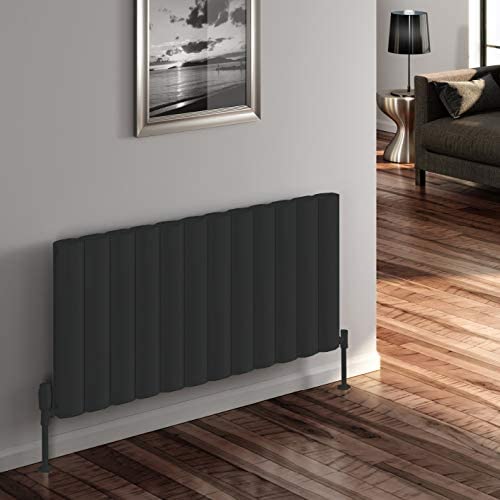 Reina Belva Anthracite Aluminium Horizontal Designer Radiators 600mm x 620mm Single Panel Central Heating