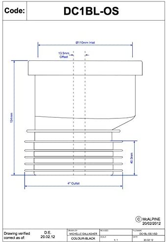 McAlpine 4"/110mm Black Offset Drain Connector DC1BL-OS