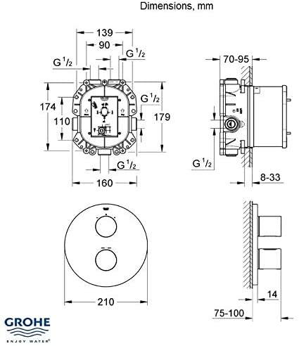 GROHE Grohtherm 3000 Cosmopolitan + Rainshower Shower Solution Pack 4, 118323