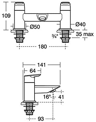 Ideal Standard A6590AA Tesi Bath Filler, Chrome