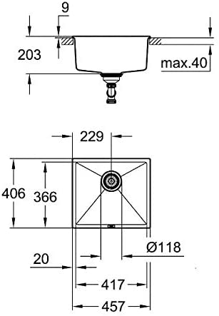 Grohe K700 31653AP0 Composite Sink Granite Black