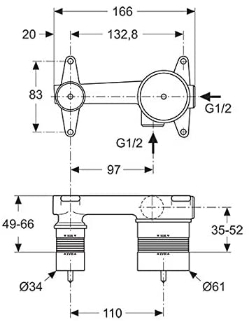 Ideal Standard Strada 1åÊFlush Mounting Kit for Wall-Mounted Wash Basin Tap