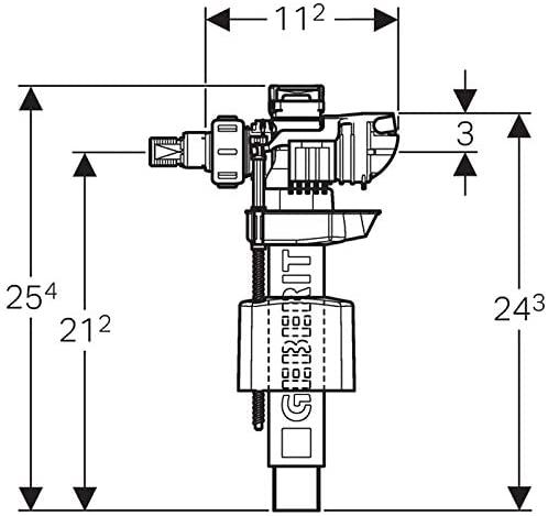 Geberit Type 380 Filling Valve Side (3/8" Brass Union) (242.984.00.1)