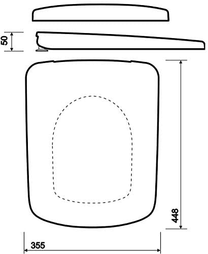Twyford E100 White Square Soft Close Acrylic Toilet Seat Top Fix Hinges WC Bathroom