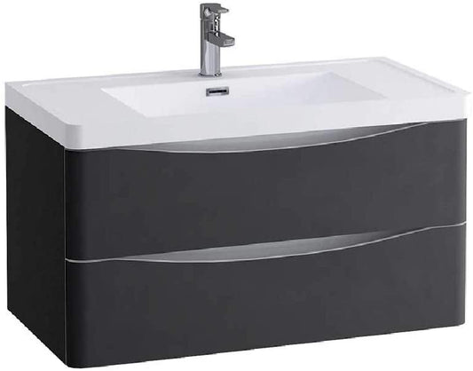 Synergy Kiev 900mm Grey Matt Wall Vanity Unit
