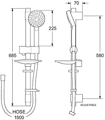 Methven 3 Function Rail Shower (Matte Black) KMKITBK