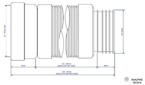 McAlpine WC-F23S Straight Flexible WC Connector-140 > 310mm, White