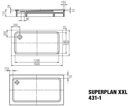 Kaldewei Avantgarde XXL Superplan 431åʉÛÒåÊ1åÊSteel Shower TrayåʉÛÒåÊ700åÊx 1600åÊmm Alpinweiss