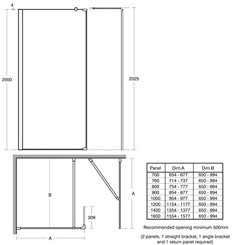 Ideal Standard L6226EO Silver Synergy 1400 mm Wet Room Panel, Dual