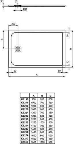 Ideal Standard k8227fs Shower Ultraflat Plate