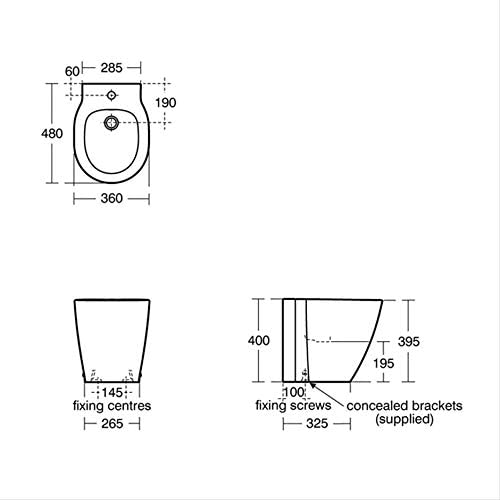 Ideal Standard E120901 Concept Space Compact Back to Wall Bidet