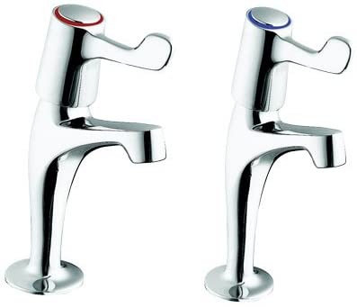 Twyford SF2403CP Chrome Sola High Neck Taps Pair with Lever Action