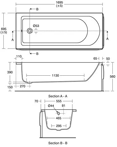 Ideal Standard T000701 Tesi 1700mm x 700mm Idealform Plus+ Bath