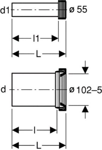 Geberit 152441461 PE Connector Fittings Length Without Coupling 145 mm Diameter 90 mm Length 300 mm