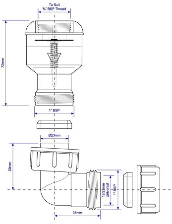 McAlpine Tunvalve (Clear) with å_" Female Thread for Connection to WC Overflow TUNVALVE
