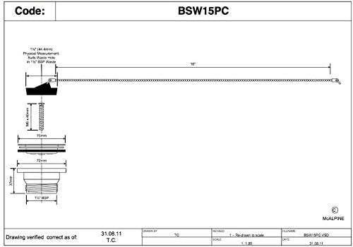 McAlpine 1̴_" Centre Pin Bath Waste BSW15PC