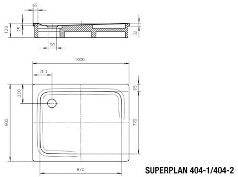 Kaldewei Superplan 404-1 90x100cm, colour: Black - 430400010701